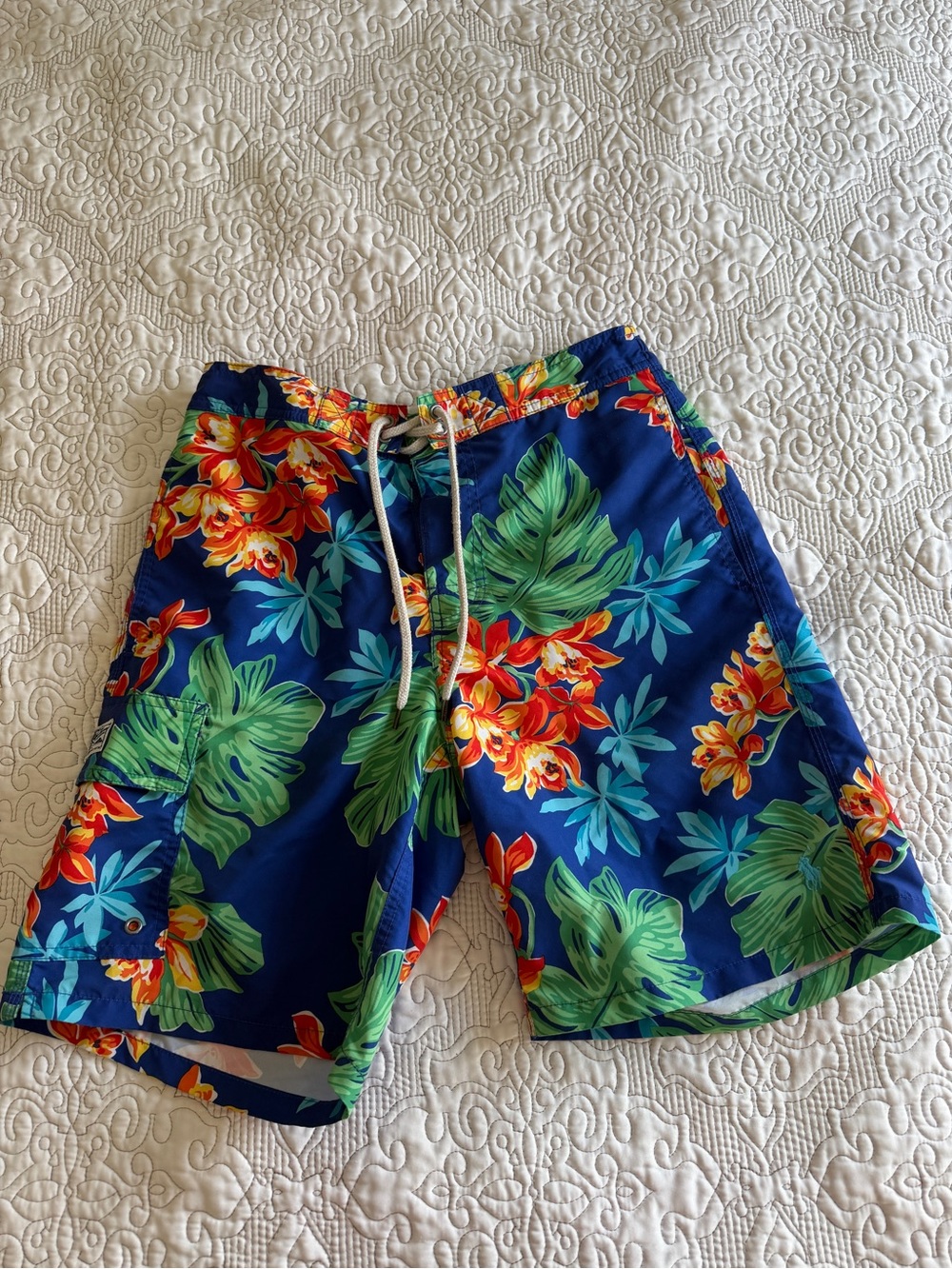 Ralph Lauren Navy Blue Tropical Floral Swim Shorts